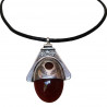 collier pendentif berbère en argent massif et pierre Agate rouge