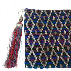 pochette marocaine avec porte-clé pompon