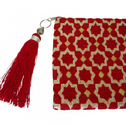 Pochette marocaine en Zellige rouge et porte-clés en passementerie