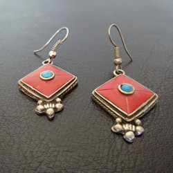 Boucles d'oreilles d'artisanat typique du Tibet