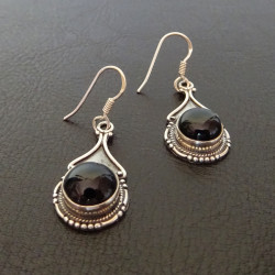 Boucles d'oreilles Berbère en argent 925 et Onyx noire