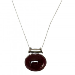 collier pendentif en argent massif, orné d'une Agate translucide fuchsia