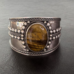 Bracelet Berbère en argent et Oeil du Tigre